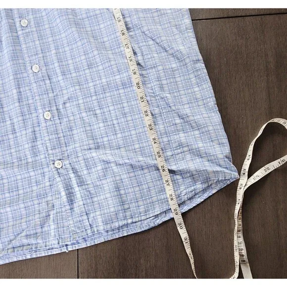 Columbia Shirt Mens L Plaid Blue Omni-Shade Shirt Short Sleeve Fishing Vented - Picture 5 of 6